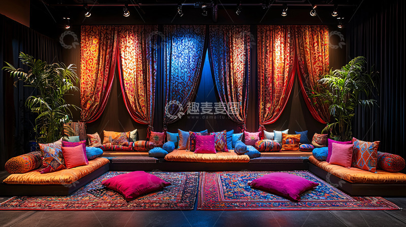 高清大图下载【趣麦麦图】华丽异域风情沙发背景