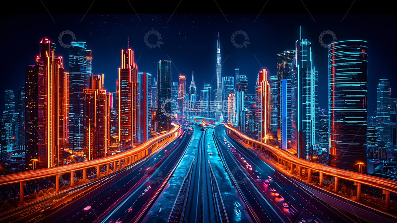 高清大图下载【趣麦麦图】未来都市夜景59