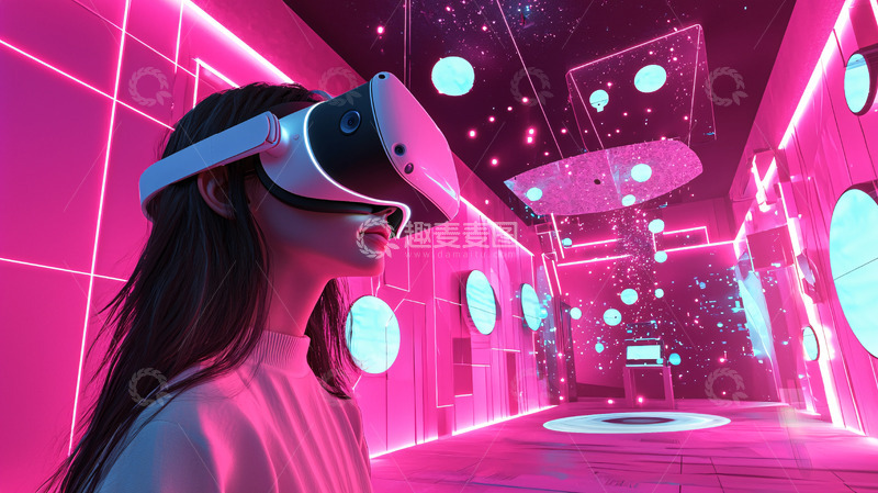高清大图下载【趣麦麦图】粉色科幻虚拟现实体验