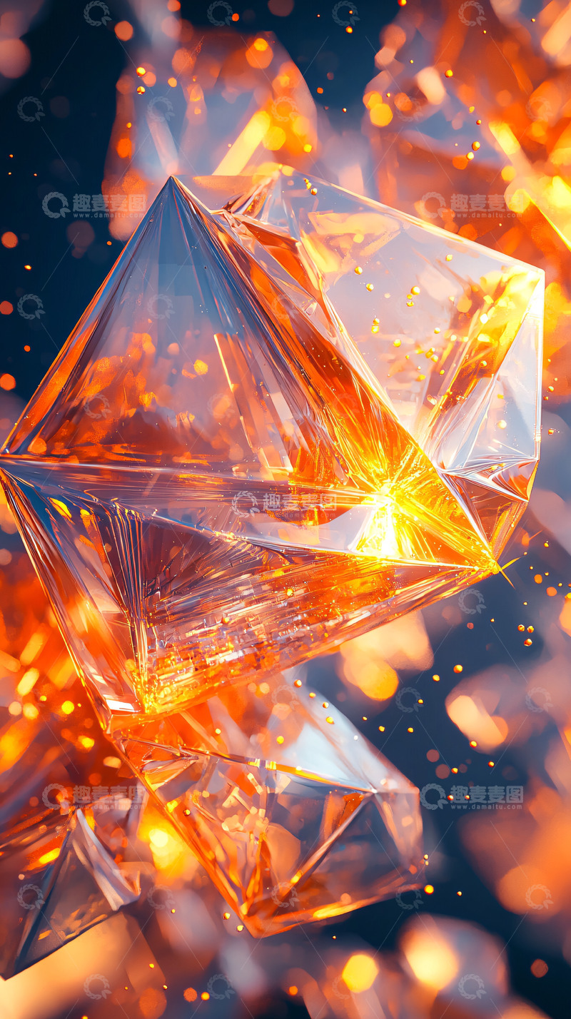 高清大图下载【趣麦麦图】晶莹剔透的金色方块