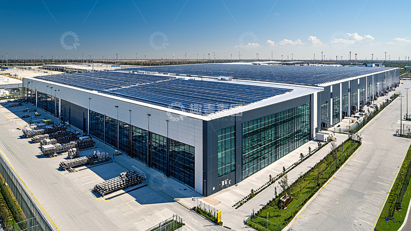 高清大图下载【趣麦麦图】大型太阳能屋顶建筑