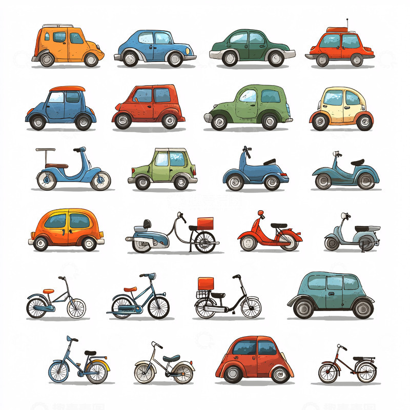 高清大图下载【趣麦麦图】卡通交通工具