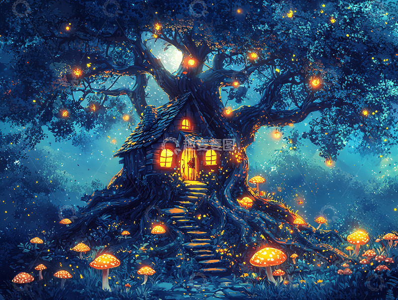高清大图下载【趣麦麦图】梦幻树屋