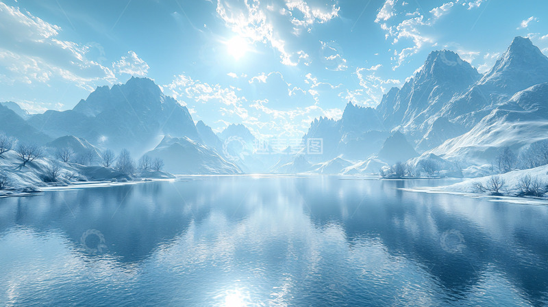 高清大图下载【趣麦麦图】雪山湖泊风景