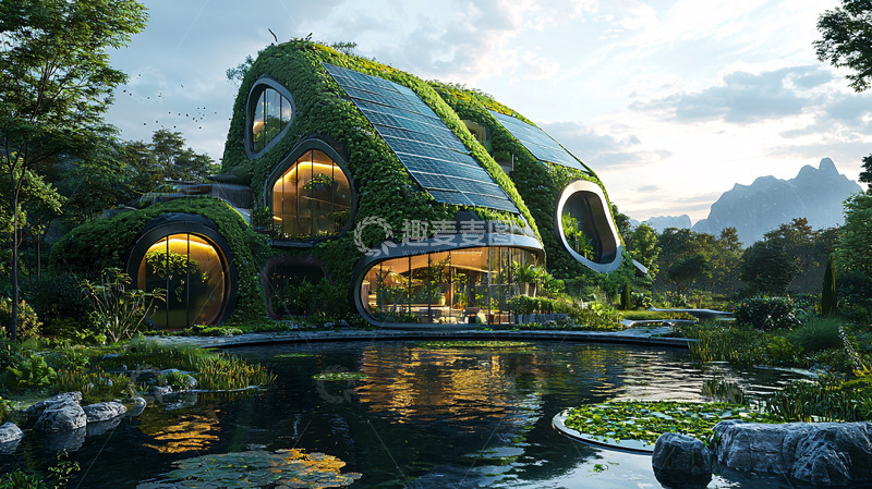 高清大图下载【趣麦麦图】未来主义绿色生态住宅