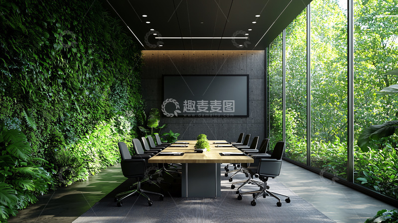 高清大图下载【趣麦麦图】绿植墙会议室