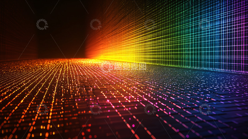 高清大图下载【趣麦麦图】彩色光线汇聚延伸的抽象背景