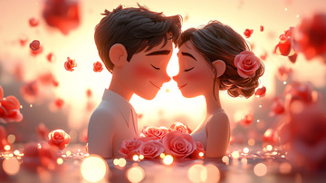 浪漫情侣玫瑰花