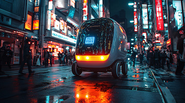 夜晚都市自动驾驶汽车