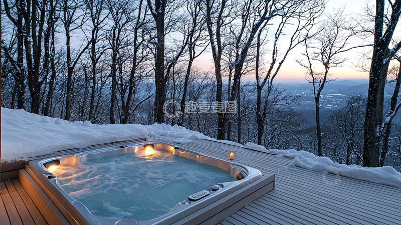 高清大图下载【趣麦麦图】雪景温泉