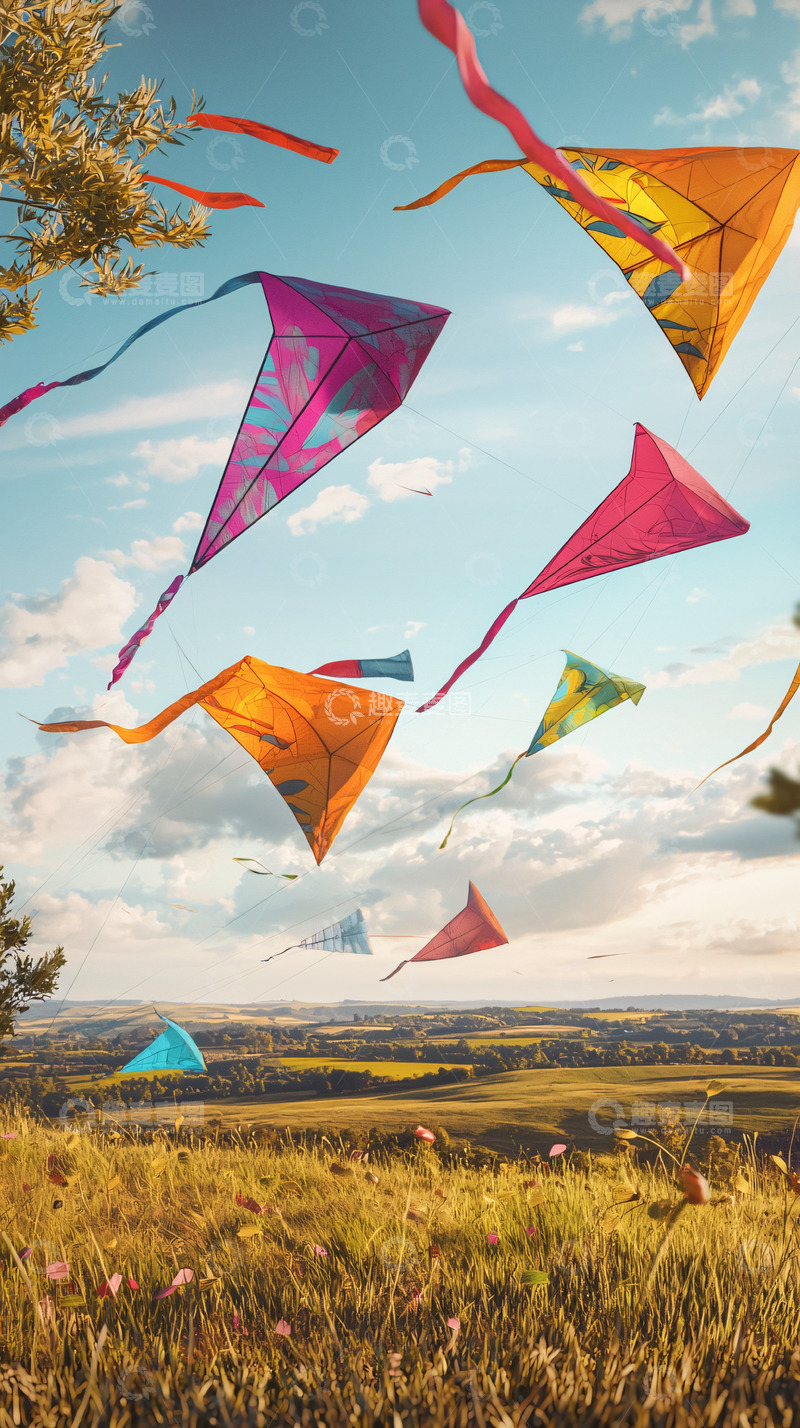 高清大图下载【趣麦麦图】彩色风筝