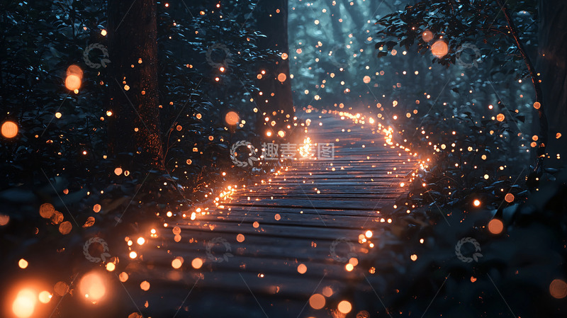 高清大图下载【趣麦麦图】唯美梦幻森林阶梯