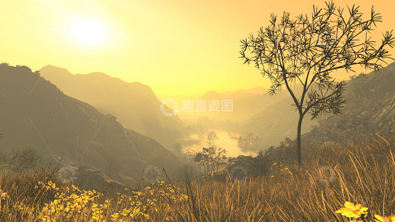 高清大图下载【趣麦麦图】日出山谷景色