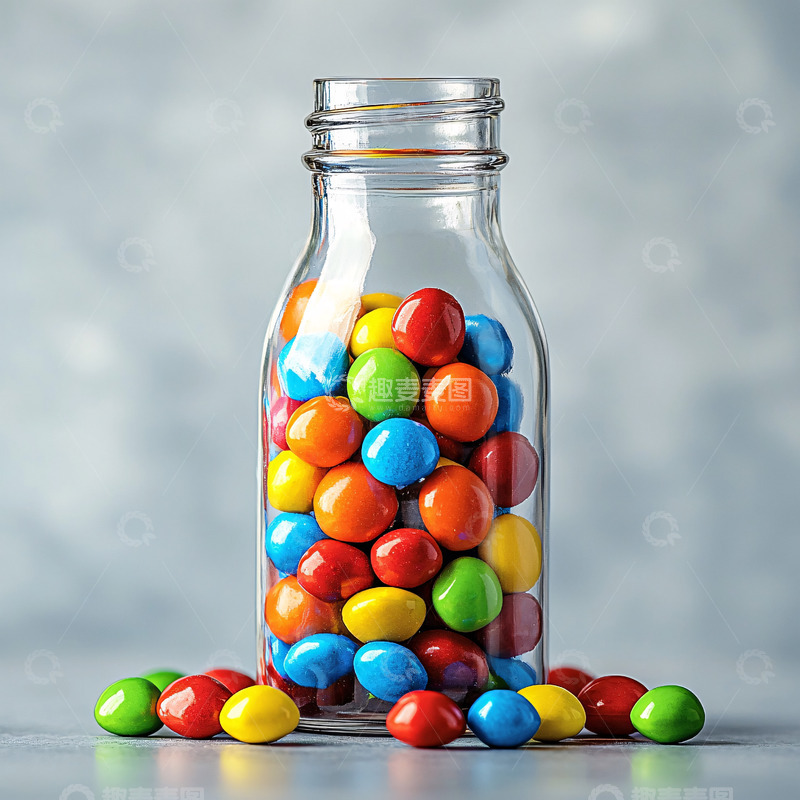 高清大图下载【趣麦麦图】玻璃瓶彩色糖果
