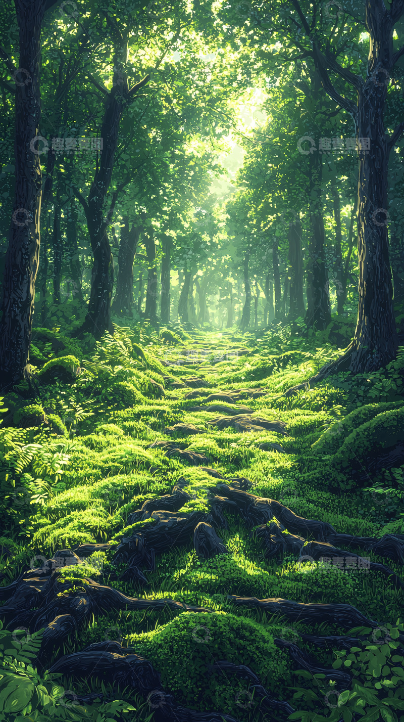 高清大图下载【趣麦麦图】绿色森林小路