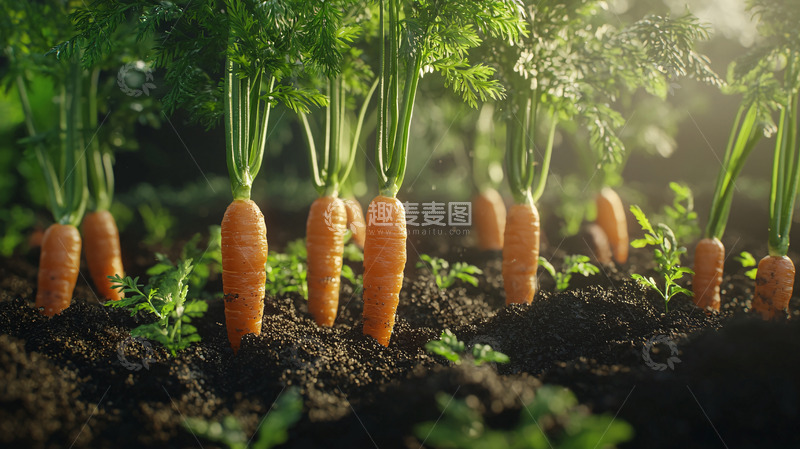 高清大图下载【趣麦麦图】阳光下茁壮成长的胡萝卜