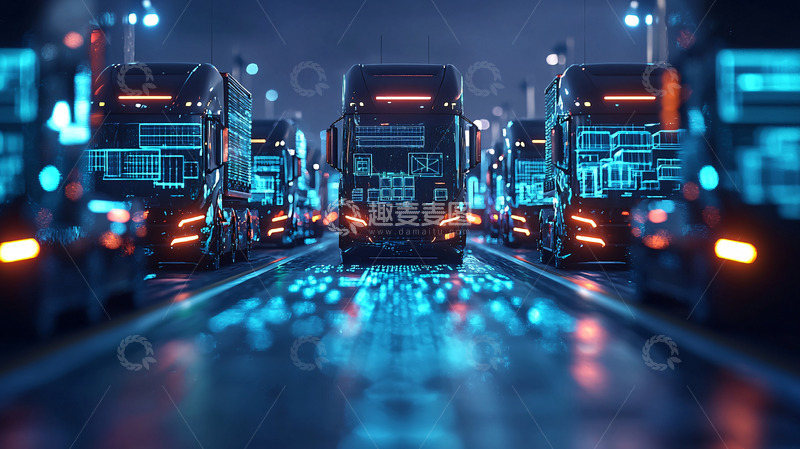 高清大图下载【趣麦麦图】自动驾驶卡车车队