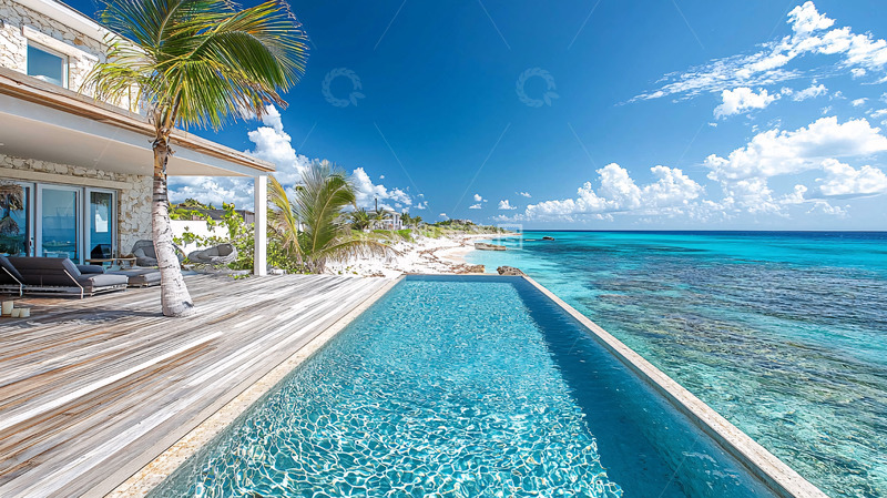 高清大图下载【趣麦麦图】海边别墅泳池私人沙滩