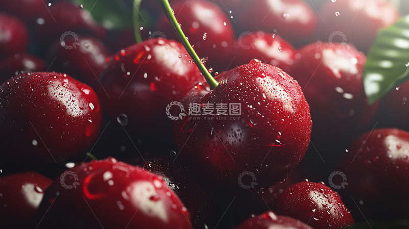 高清大图下载【趣麦麦图】新鲜红樱桃特写