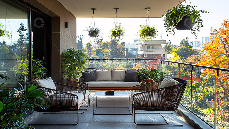 高清大图下载【趣麦麦图】舒适阳台绿植环绕