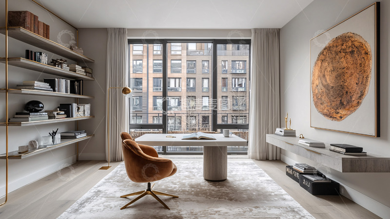高清大图下载【趣麦麦图】极简现代风格书房设计