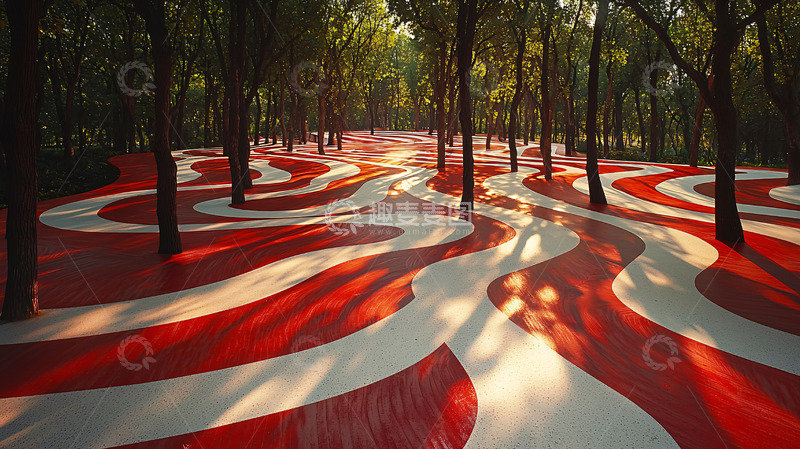 高清大图下载【趣麦麦图】红白相间蜿蜒小路