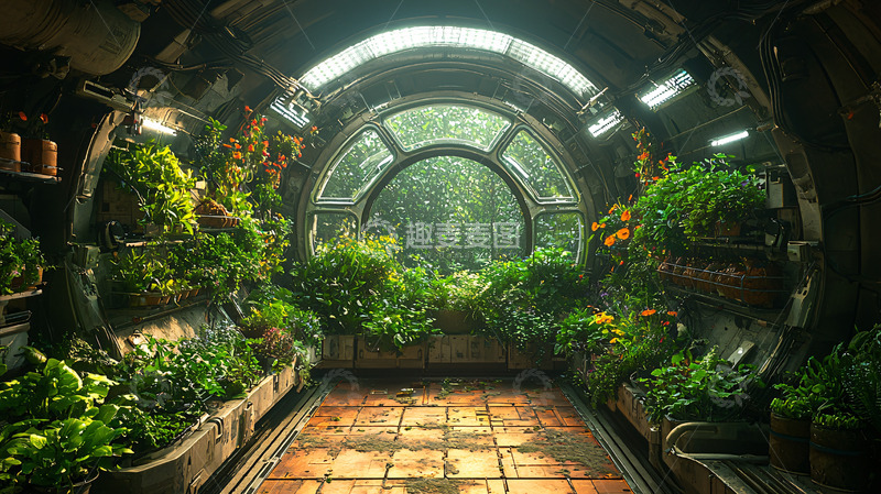 高清大图下载【趣麦麦图】太空飞船室内植物园
