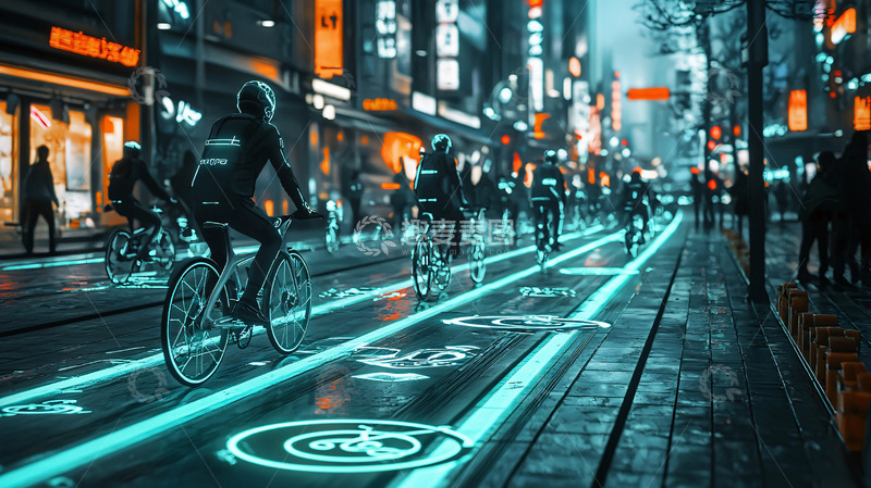 高清大图下载【趣麦麦图】夜晚城市骑行