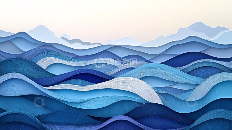 高清大图下载【趣麦麦图】蓝色海洋剪纸