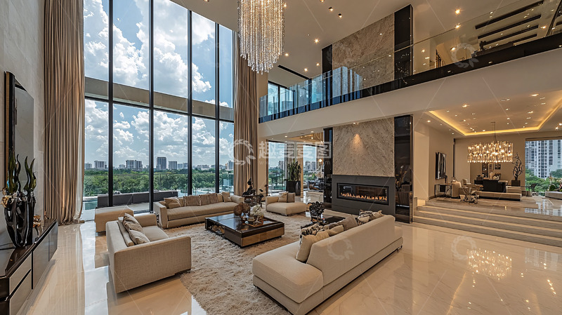 高清大图下载【趣麦麦图】现代奢华别墅客厅