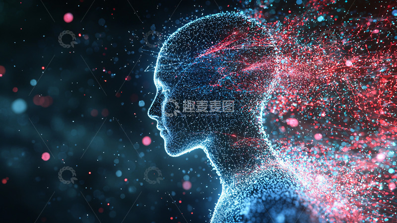 高清大图下载【趣麦麦图】光点粒子人像侧脸