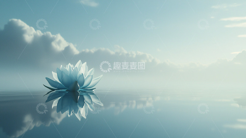 高清大图下载【趣麦麦图】平静水面上的蓝色莲花