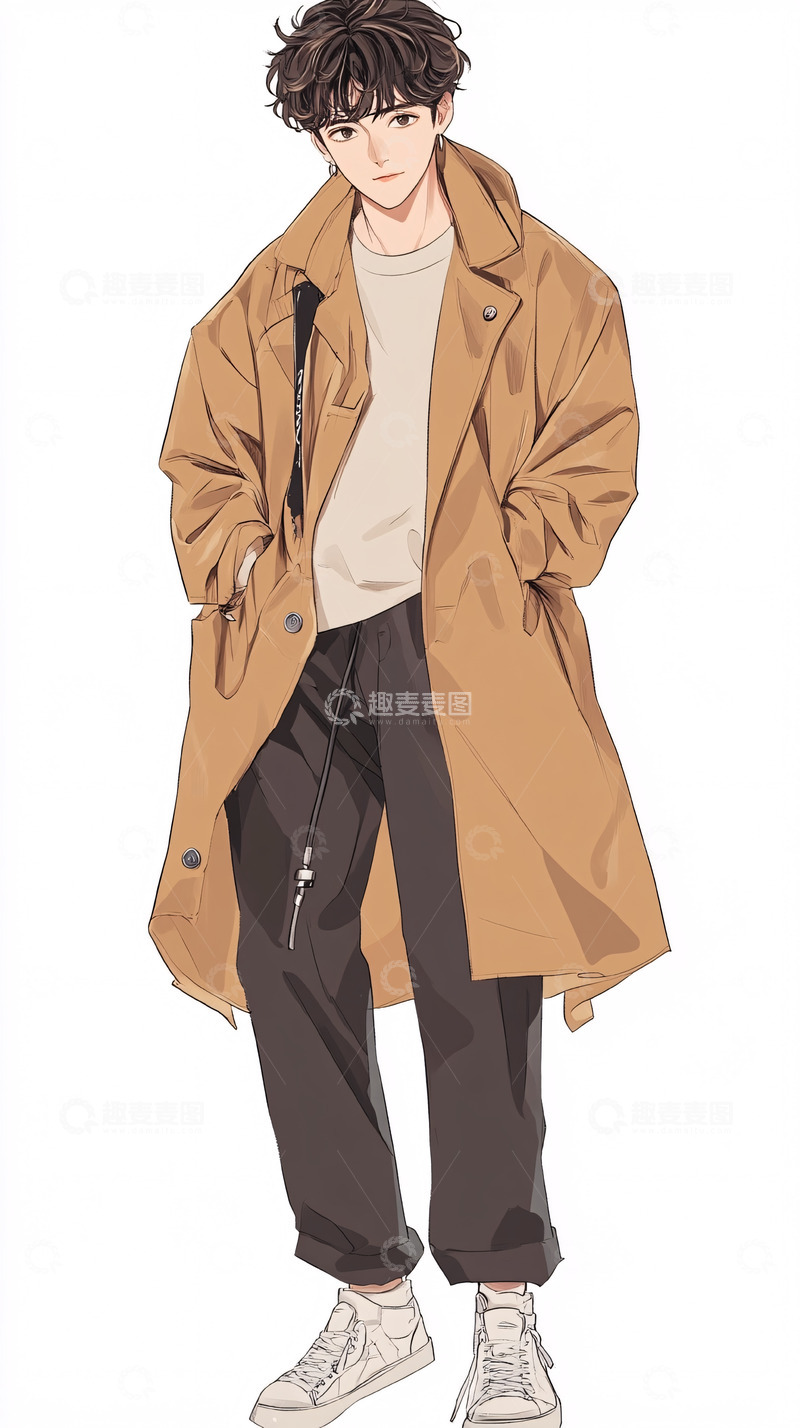 高清大图下载【趣麦麦图】帅气男生插画