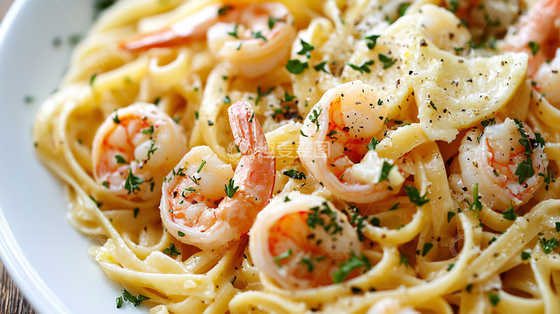 高清大图下载【趣麦麦图】虾仁意面