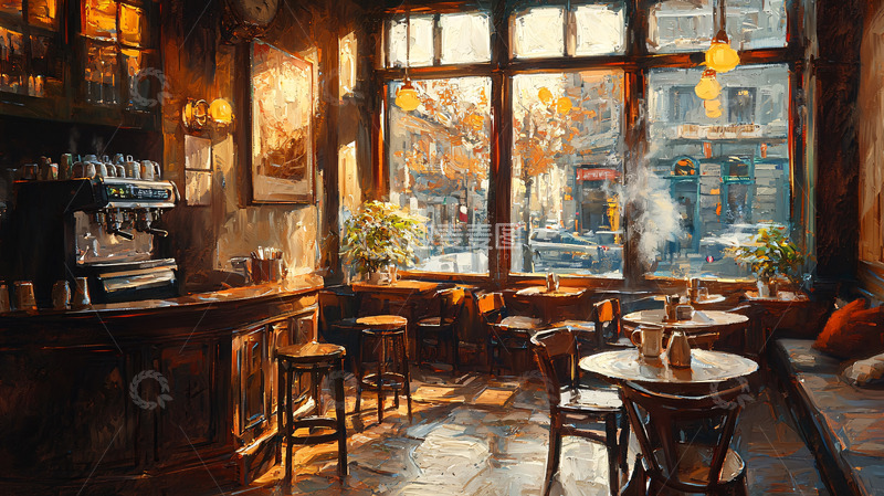 高清大图下载【趣麦麦图】温暖舒适的复古咖啡馆