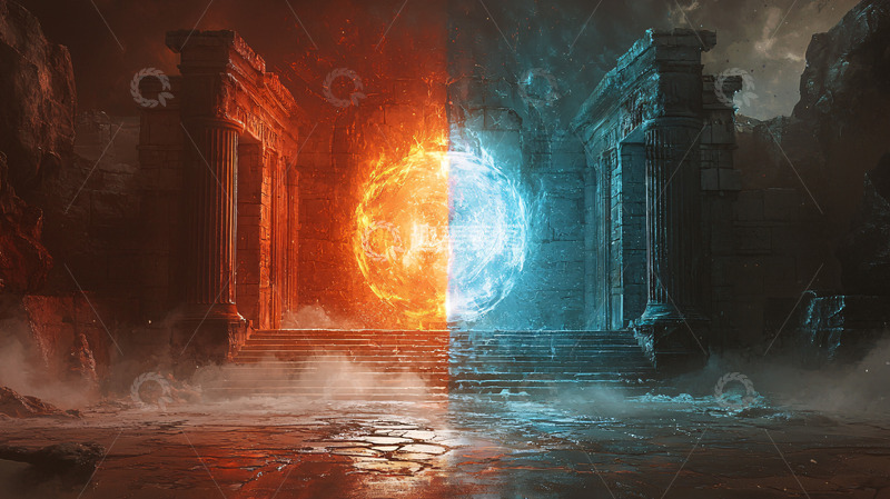 高清大图下载【趣麦麦图】火焰冰霜对立空间