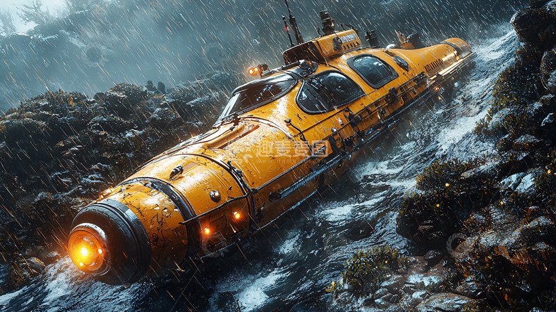高清大图下载【趣麦麦图】暴雨中黄色潜水艇