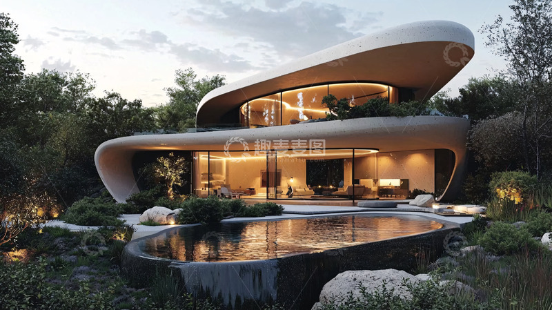 高清大图下载【趣麦麦图】现代曲线别墅