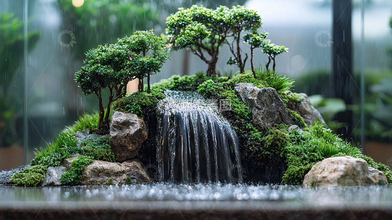 高清大图下载【趣麦麦图】微型景观瀑布