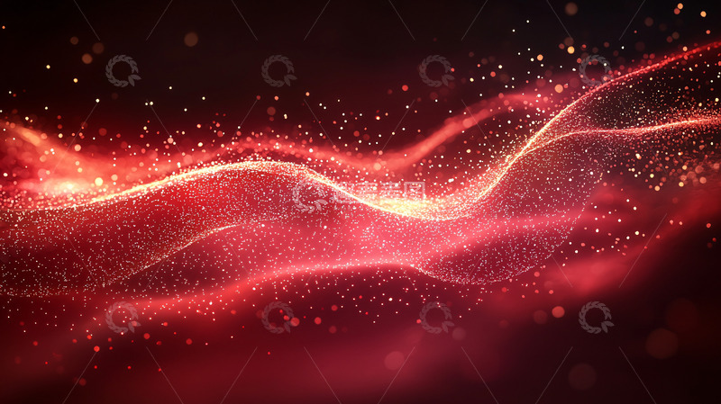 高清大图下载【趣麦麦图】红色粒子波浪