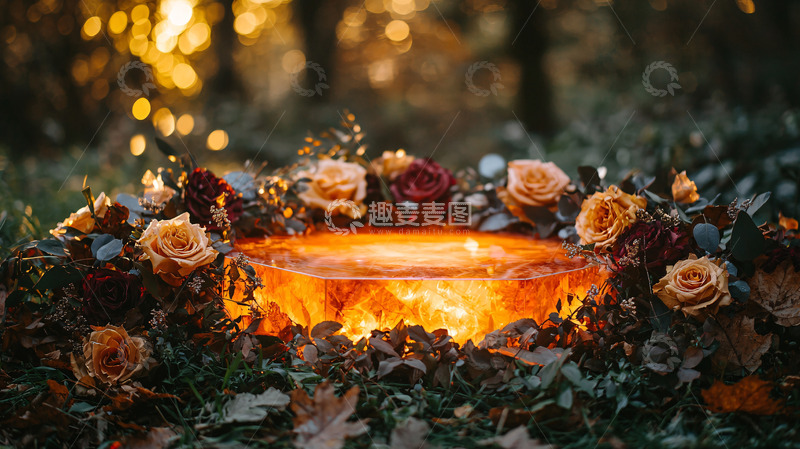 高清大图下载【趣麦麦图】秋季花环冰块