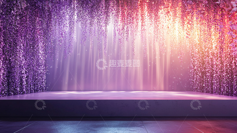 高清大图下载【趣麦麦图】梦幻紫色光影舞台背景