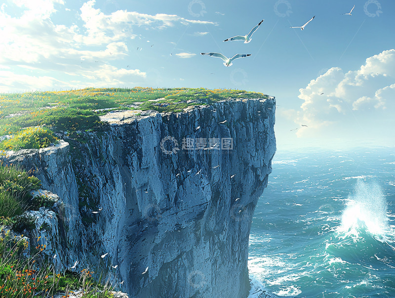 高清大图下载【趣麦麦图】海边悬崖峭壁