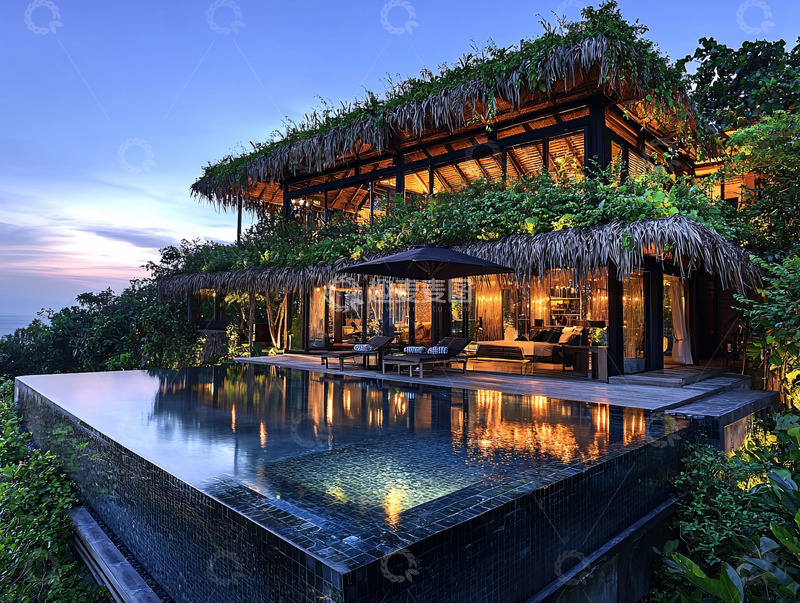 高清大图下载【趣麦麦图】山顶别墅夜景