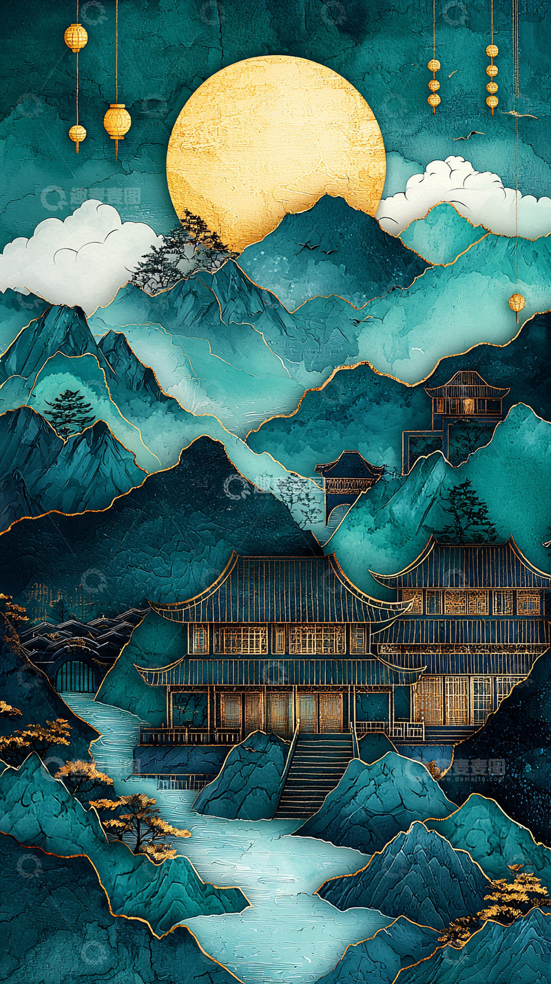 高清大图下载【趣麦麦图】青绿山水