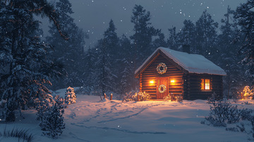 雪夜森林小屋