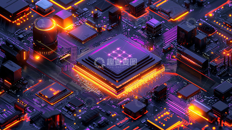 高清大图下载【趣麦麦图】科技感电路板发光