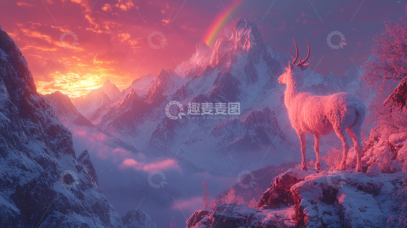 高清大图下载【趣麦麦图】雪山日出37