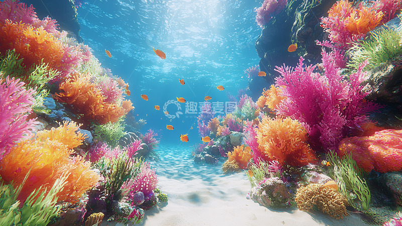 高清大图下载【趣麦麦图】阳光照射下的珊瑚礁