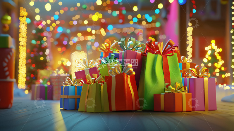 高清大图下载【趣麦麦图】圣诞节礼物堆